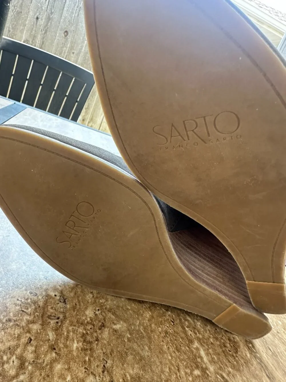 SARTO by Franco Sarto Norfolk Taupe Leather Wedge Booties - Size 9.5